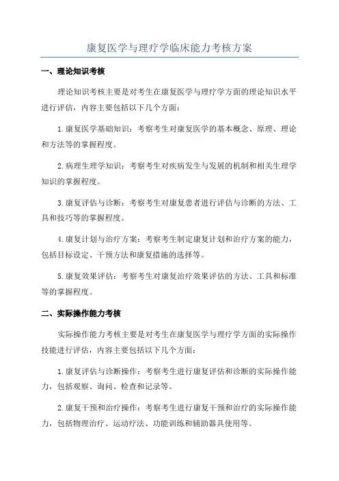 康复医学与理疗学临床能力考核方案