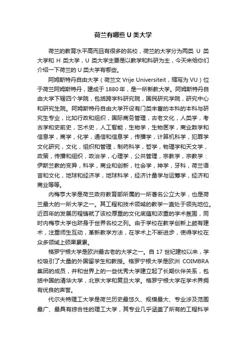 荷兰有哪些U类大学