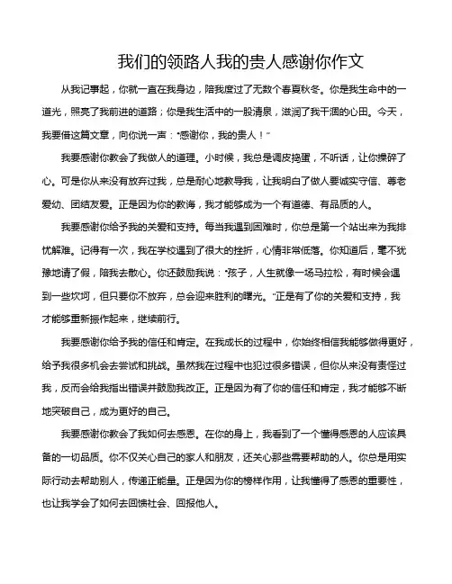 我们的领路人我的贵人感谢你作文