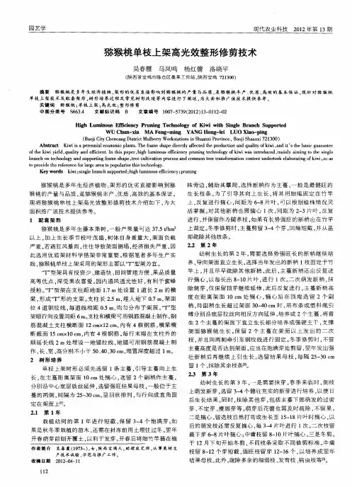 猕猴桃单枝上架高光效整形修剪技术