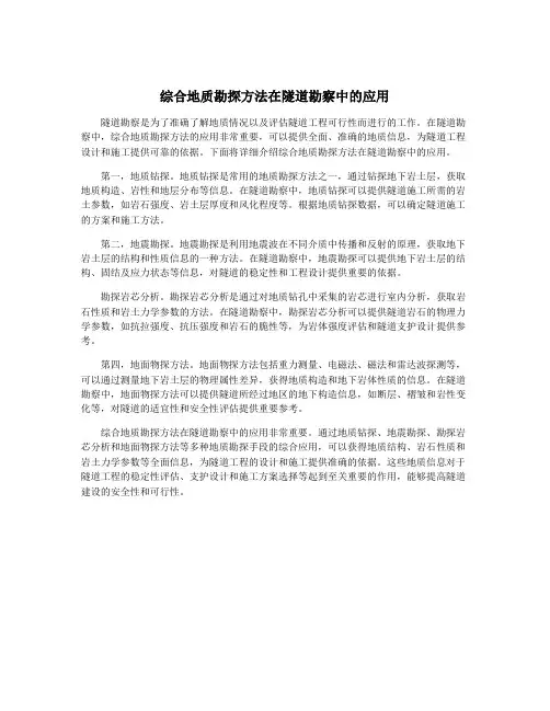 综合地质勘探方法在隧道勘察中的应用