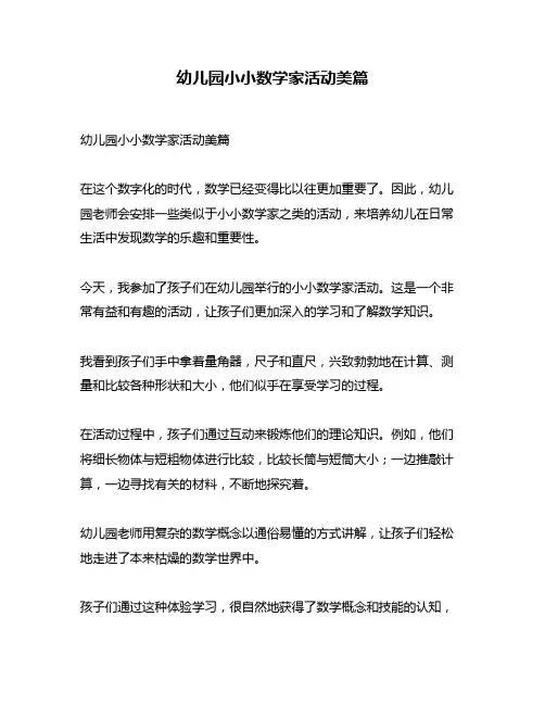 幼儿园小小数学家活动美篇