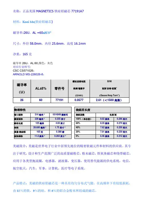 美磁铁硅铝77191A7