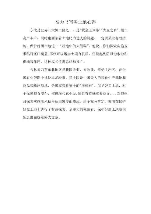 奋力书写黑土地心得