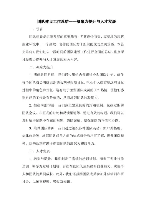 团队建设工作总结——凝聚力提升与人才发展