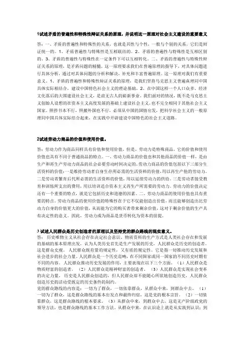 马原论述题整理