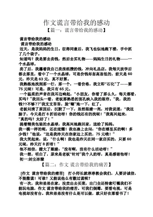 谎言作文之作文谎言带给我的感动