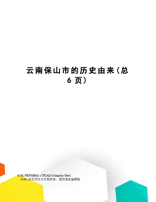 云南保山市的历史由来