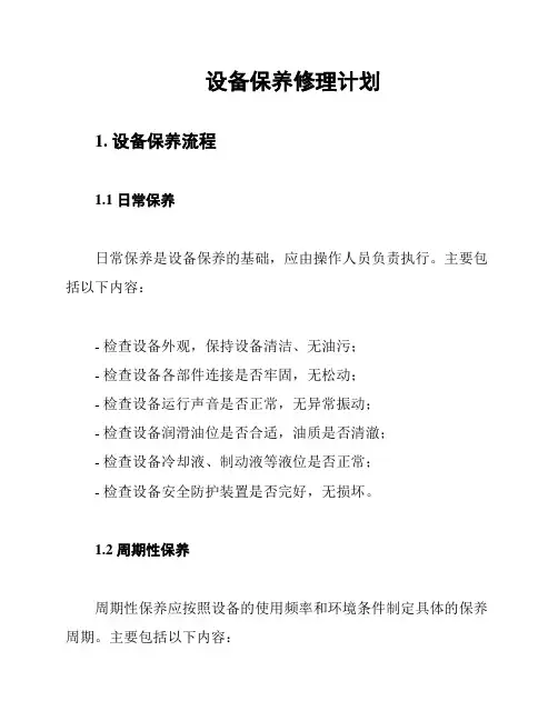 设备保养修理计划