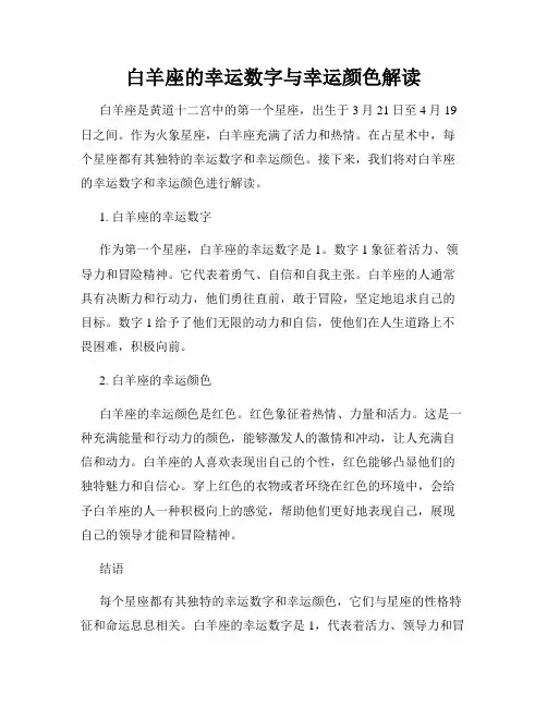 白羊座的幸运数字与幸运颜色解读
