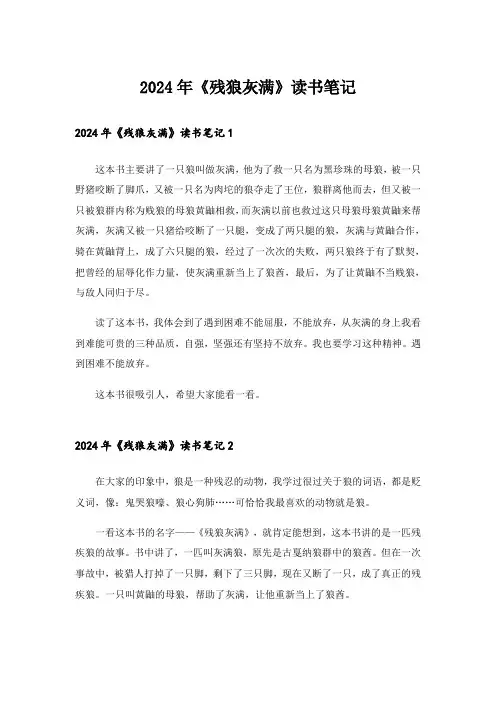 2024年《残狼灰满》读书笔记