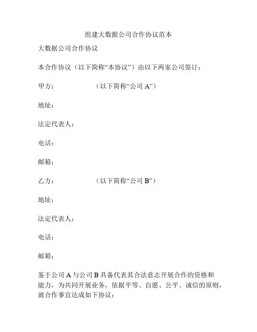 组建大数据公司合作协议范本