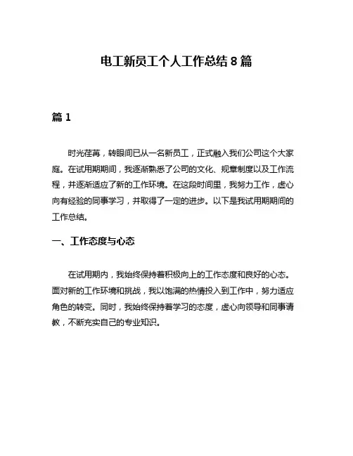 电工新员工个人工作总结8篇