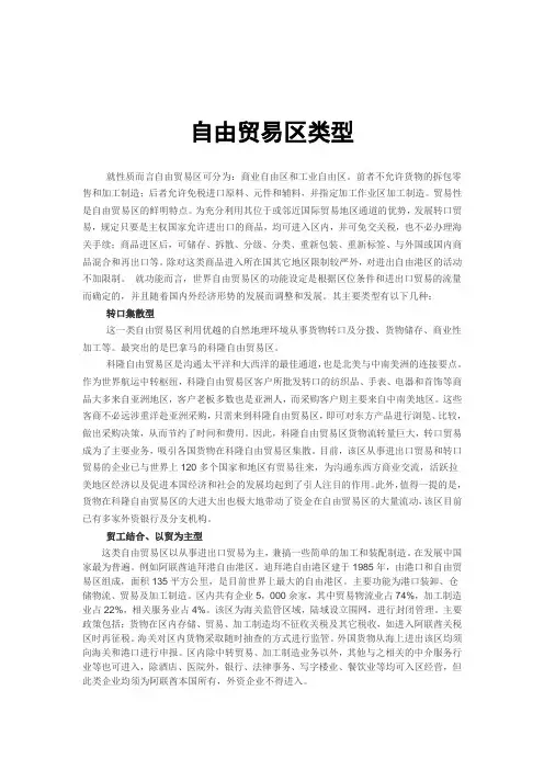 自由贸易区类型