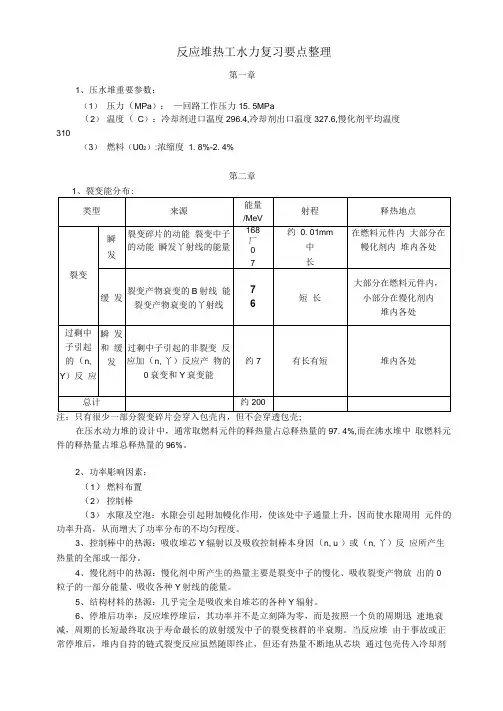 反应堆热工水力复习要点整理