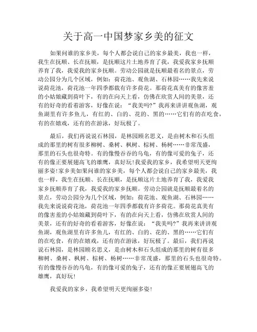 关于高一中国梦家乡美的征文