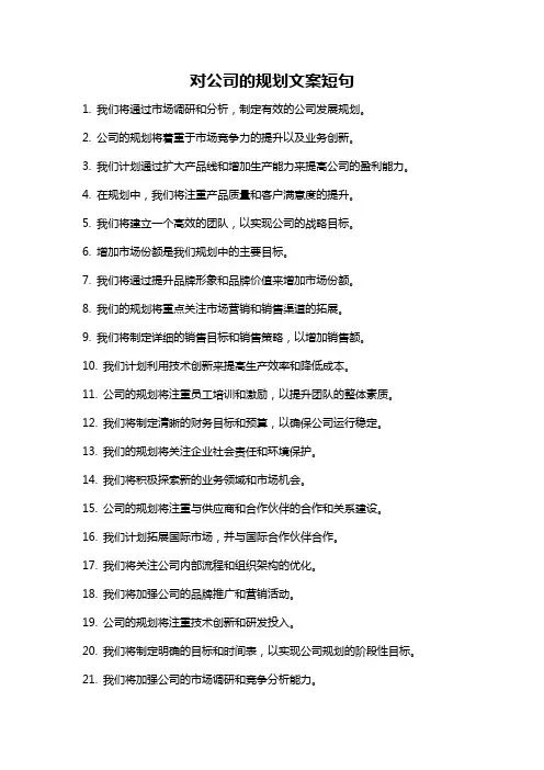 对公司的规划文案短句