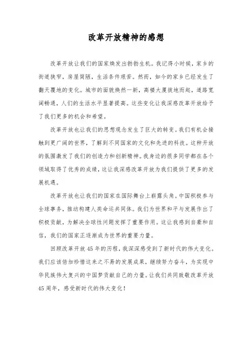 改革开放精神的感想