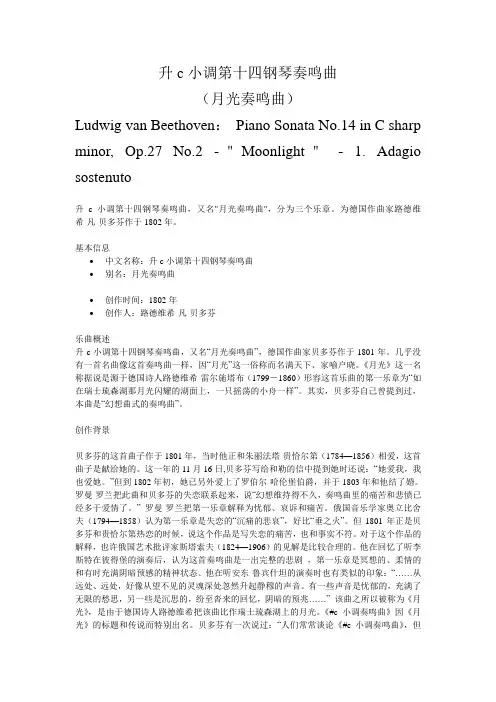 升c小调第十四钢琴奏鸣曲