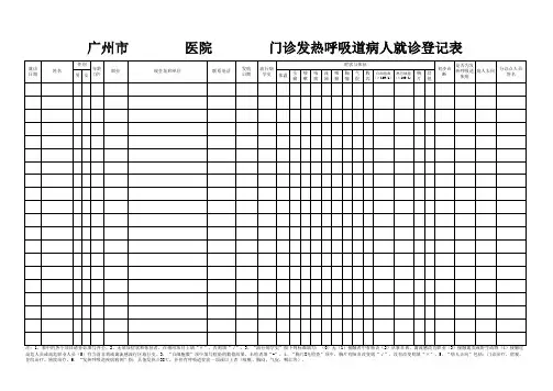 门诊日志传染病登记发热病人腹泻病人登记表(空白)