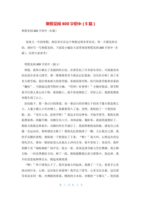寒假见闻600字初中(5篇)