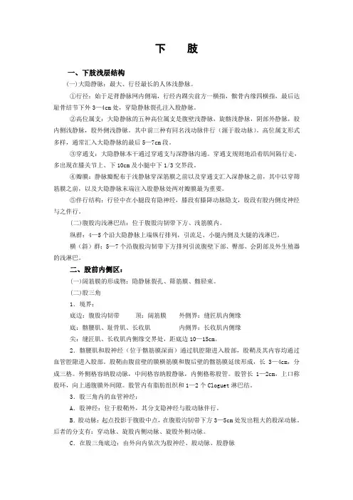 局解复习资料(上下肢)
