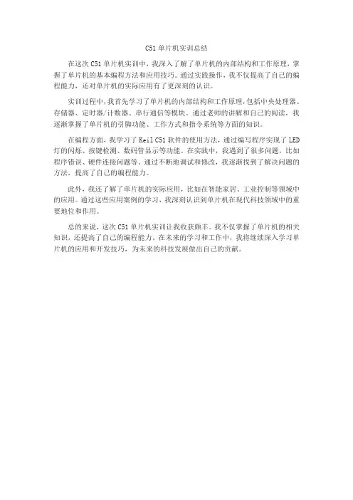 c51实训总结200字