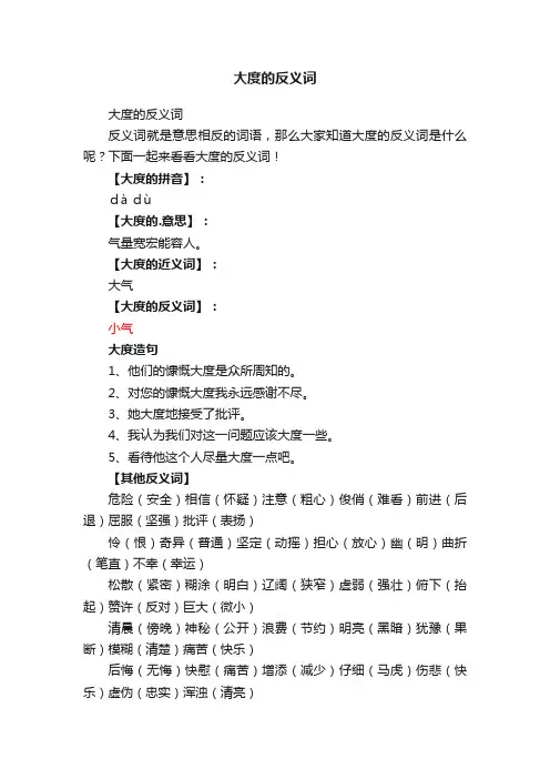 大度的反义词