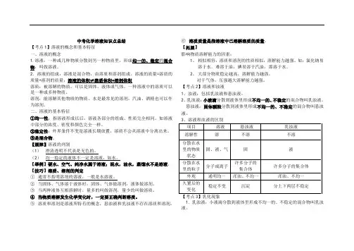 (完整版)初三化学溶液知识点总结
