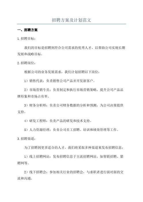 招聘方案及计划范文