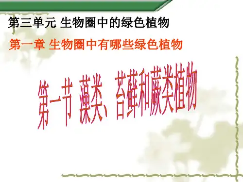 人教版生物七年级上册第三单元第一章第一节藻类、苔藓和蕨类植物资料