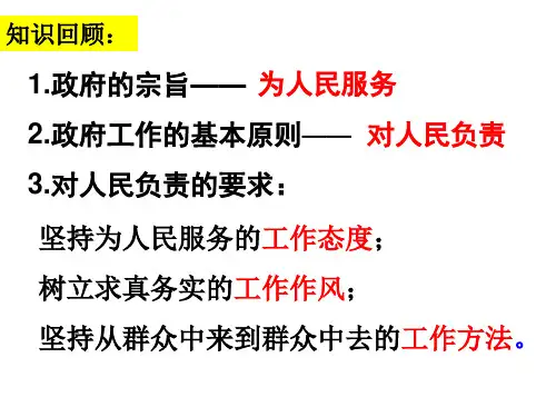 高中政治人教版必修二政治生活 4.1政府的权力：依法行使 (共30张PPT)