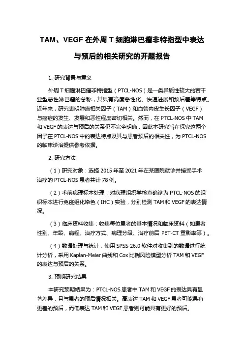 TAM、VEGF在外周T细胞淋巴瘤非特指型中表达与预后的相关研究的开题报告