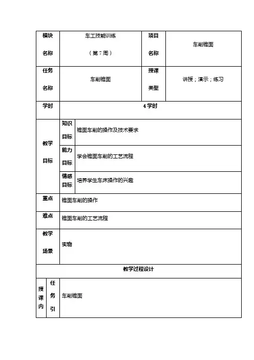 车工教案  锥面切削
