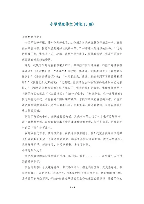小学想象作文(精选15篇)