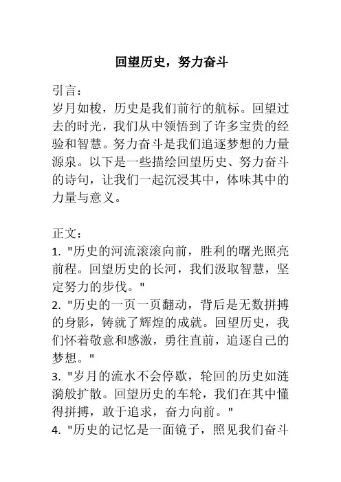 表示回望历史,努力奋斗的诗句