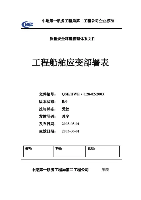 工程船舶应变部署表