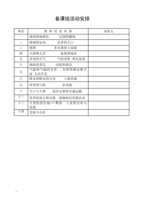 中学地理组集体备课记录