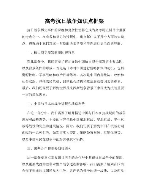 高考抗日战争知识点框架