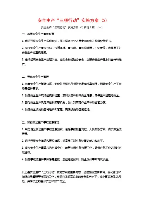 安全生产“三项行动”实施方案2篇