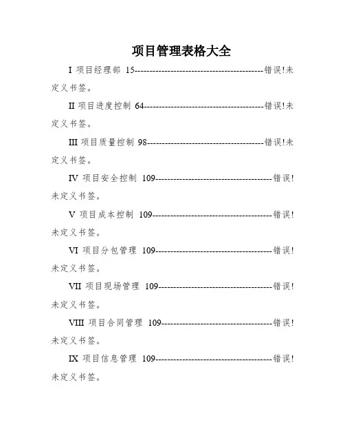 项目管理表格大全