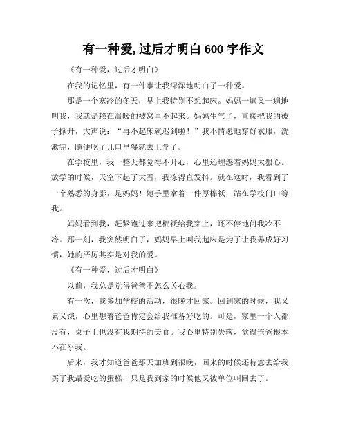 有一种爱,过后才明白600字作文