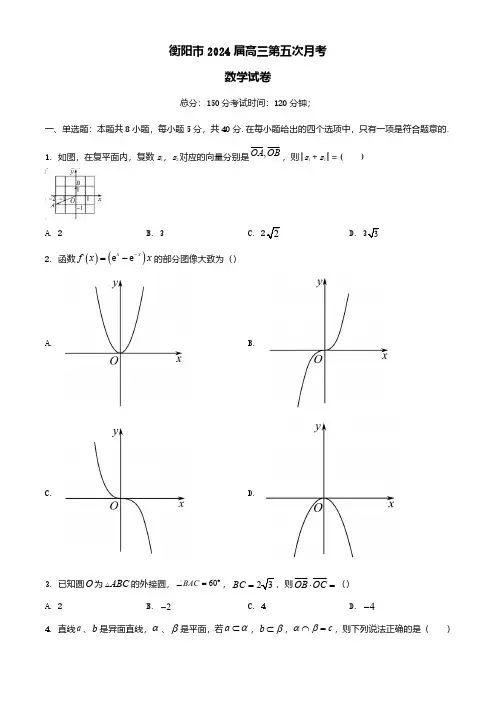 湖南省衡阳市2023_2024学年高三数学上学期12月月考试题含解析