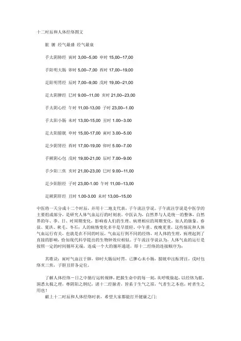十二时辰和人体经络图文