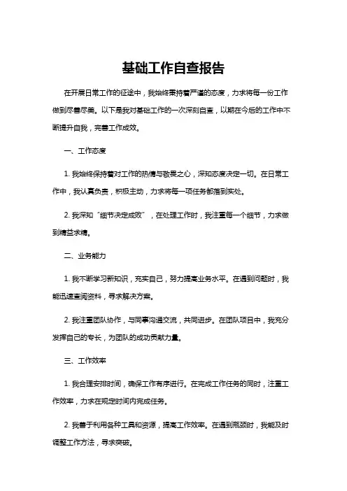 【自查报告】基础工作自查报告