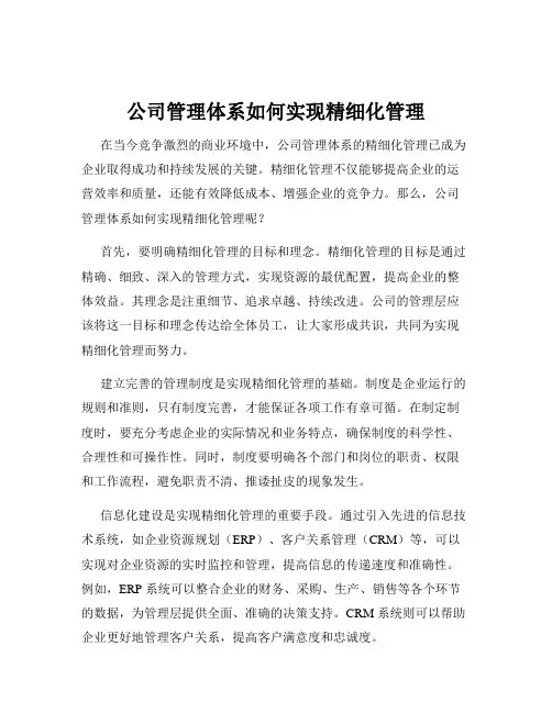 公司管理体系如何实现精细化管理