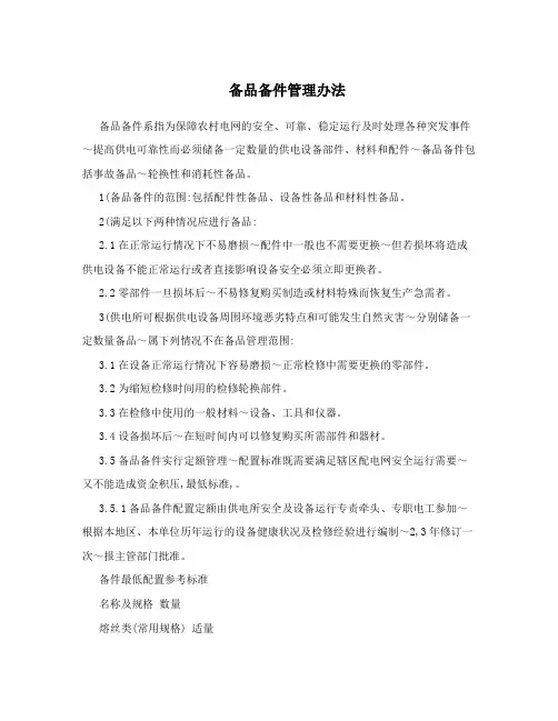 备品备件管理办法