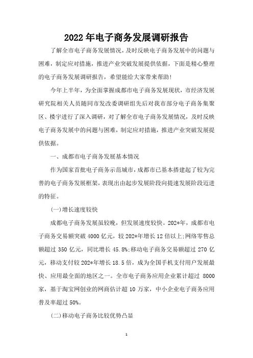 2022年电子商务发展调研报告(精编版)