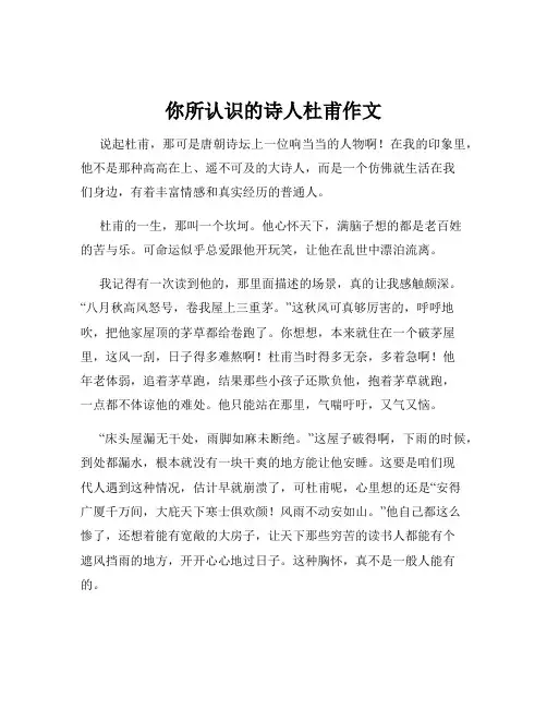 你所认识的诗人杜甫作文