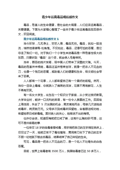 青少年远离毒品观后感作文5篇